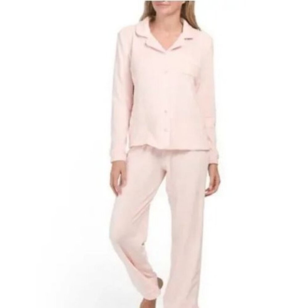 House Of Harlow 1960 Women's Pink Button-Down Pajama Set Size M